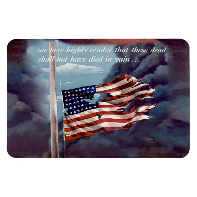 Fallen But Not Forgotten Smoke Torn Flag Flexible  Magnet (Horizontal)