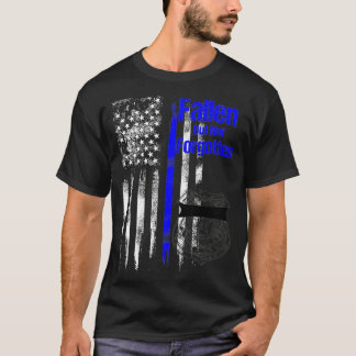 Fallen But Not Forgotten Thin Blue Line Policeman T-Shirt