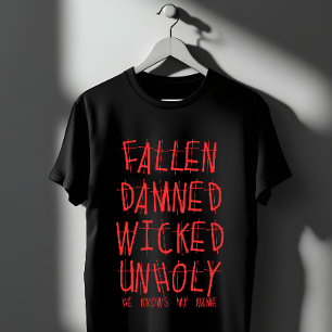 Fallen Damned Wicked Unholy Religious Design T-Shirt