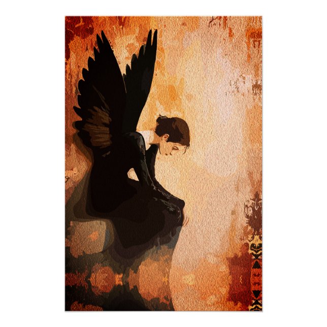 Fallen Grace – Melancholic Angel Reflection Poster (Front)