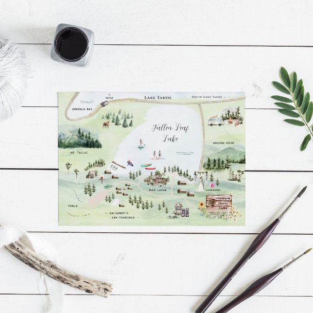 Fallen Leaf Lake | Wedding Map Itinerary Invitation (Creator Uploaded)
