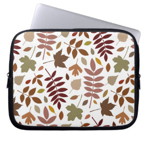 Fallen Leaves Big Pattern Fall Colours on White Laptop Sleeve