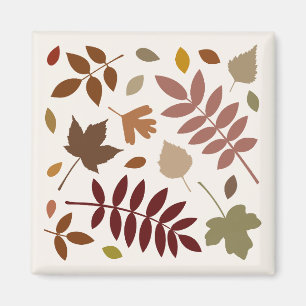 Fallen Leaves Design Fall Colours on Cream Magnet