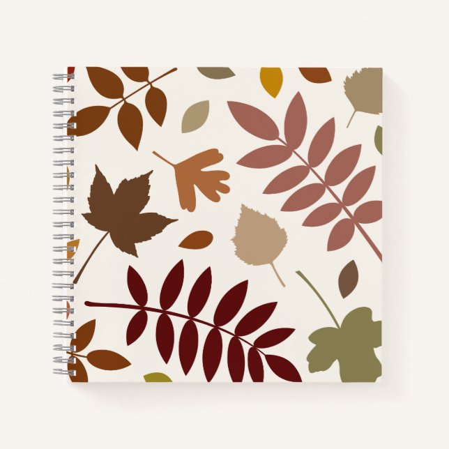 Fallen Leaves Design Fall Colours on Cream Notebook (Front)