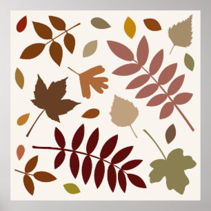 Fallen Leaves Design Fall Colours on Cream Poster