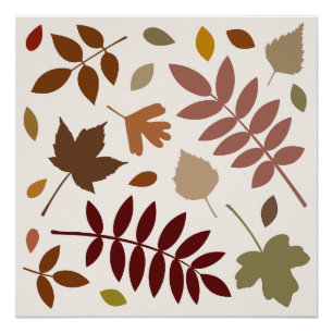 Fallen Leaves Design Fall Colours on Cream Poster