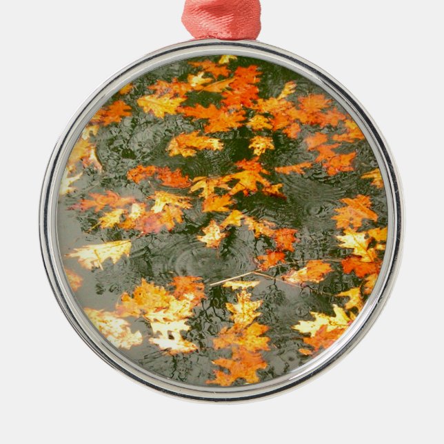 Fallen leaves in rain Thunder_Cove Metal Tree Decoration (Front)