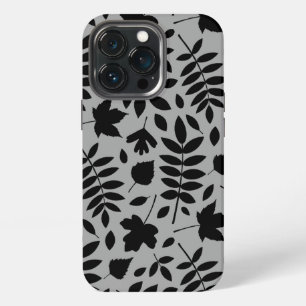 Fallen Leaves Lg Pattern Black on Grey iPhone 13 Pro Case