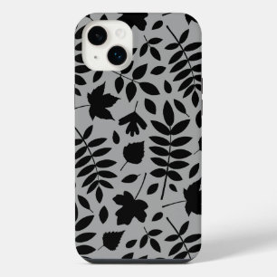 Fallen Leaves Lg Pattern Black on Grey iPhone 14 Plus Case