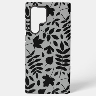 Fallen Leaves Lg Pattern Black on Grey Samsung Galaxy Case