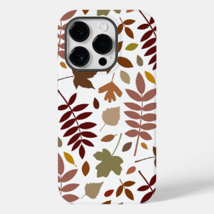 Fallen Leaves Lg Pattern Fall Colours on White Case-Mate iPhone 14 Pro Case