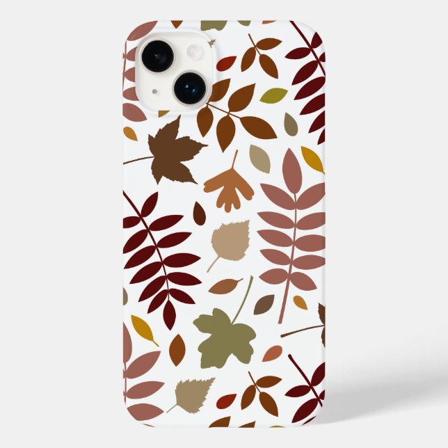 Fallen Leaves Lg Pattern Fall Colours on White Case-Mate iPhone Case (Back)