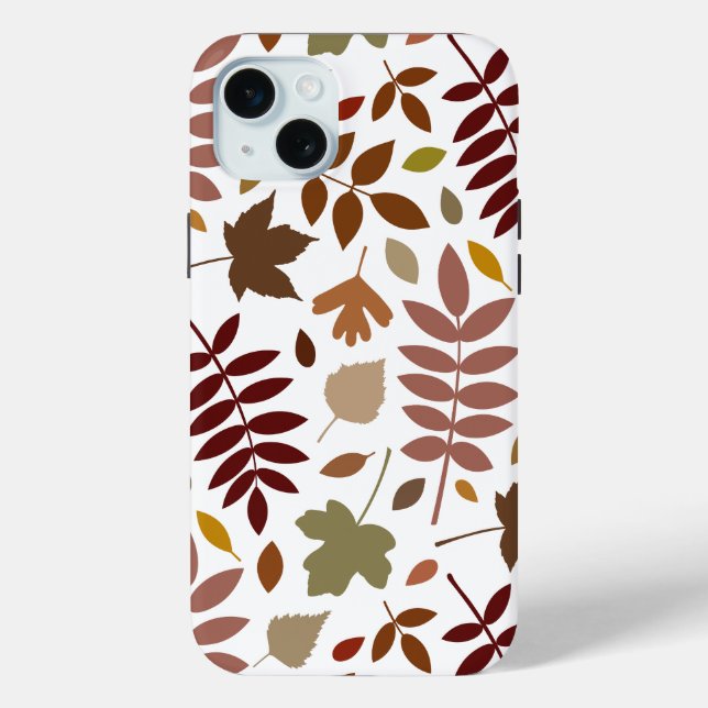 Fallen Leaves Lg Pattern Fall Colours on White Case-Mate iPhone Case (Back)