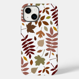 Fallen Leaves Lg Pattern Fall Colours on White Case-Mate iPhone 14 Case