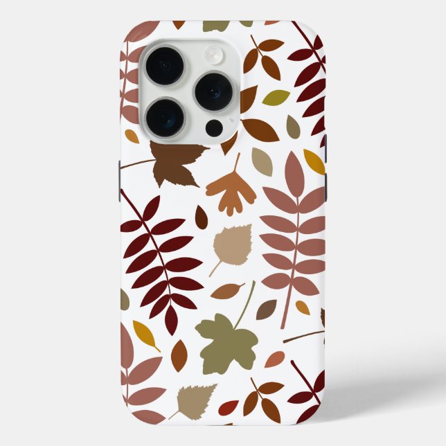 Fallen Leaves Lg Pattern Fall Colours on White Case-Mate iPhone Case (Back)