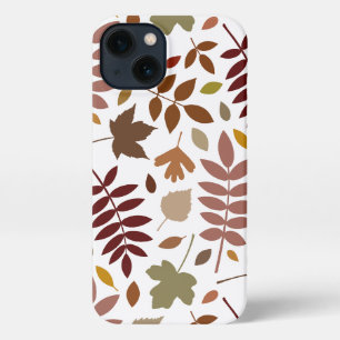 Fallen Leaves Lg Pattern Fall Colours on White iPhone 13 Case