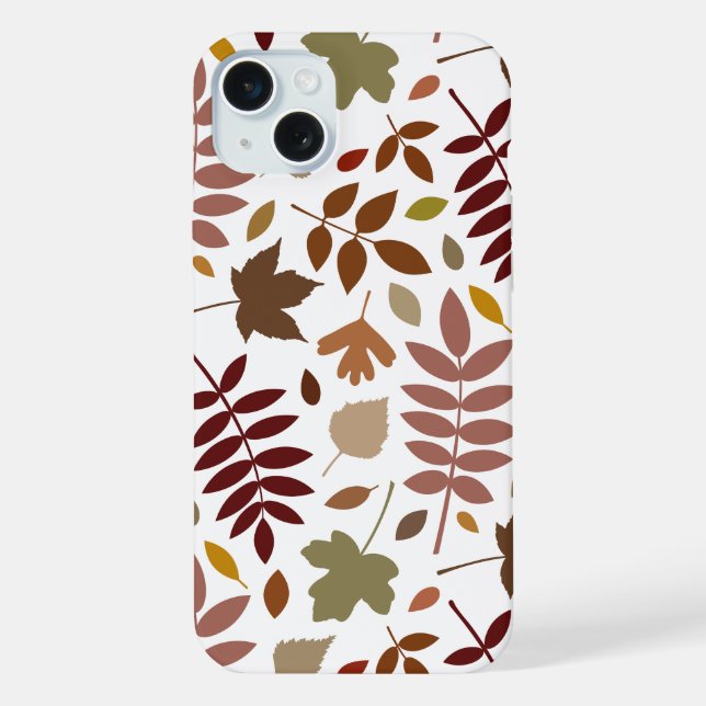 Fallen Leaves Lg Pattern Fall Colours on White iPhone Case (Back)
