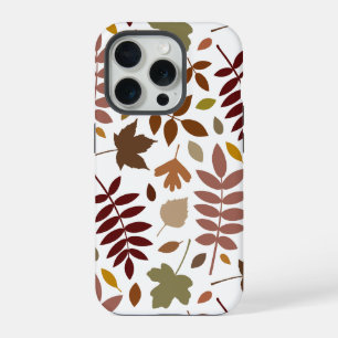 Fallen Leaves Lg Pattern Fall Colours on White iPhone 15 Pro Case
