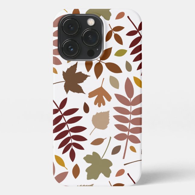 Fallen Leaves Lg Pattern Fall Colours on White iPhone Case (Back)