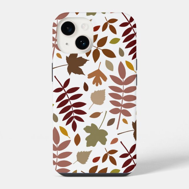 Fallen Leaves Lg Pattern Fall Colours on White iPhone Case (Back)