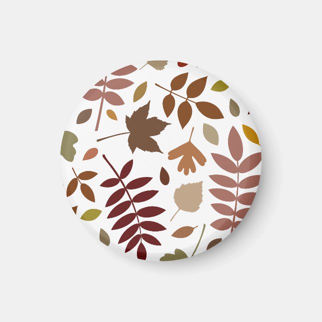 Fallen Leaves Lg Pattern Fall Colours on White Magnet (Front)