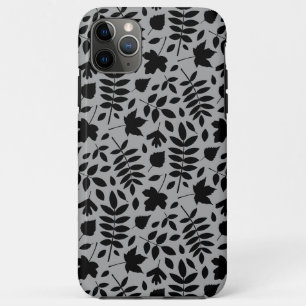 Fallen Leaves Pattern Black on Grey Case-Mate iPhone Case
