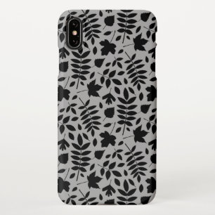 Fallen Leaves Pattern Black on Grey iPhone XS Max Case