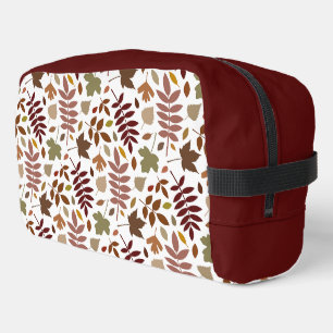 Fallen Leaves Pattern Fall Colours on White Dopp Kit