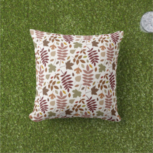 Fallen Leaves Rpt Pattern Fall Colours on White Cushion