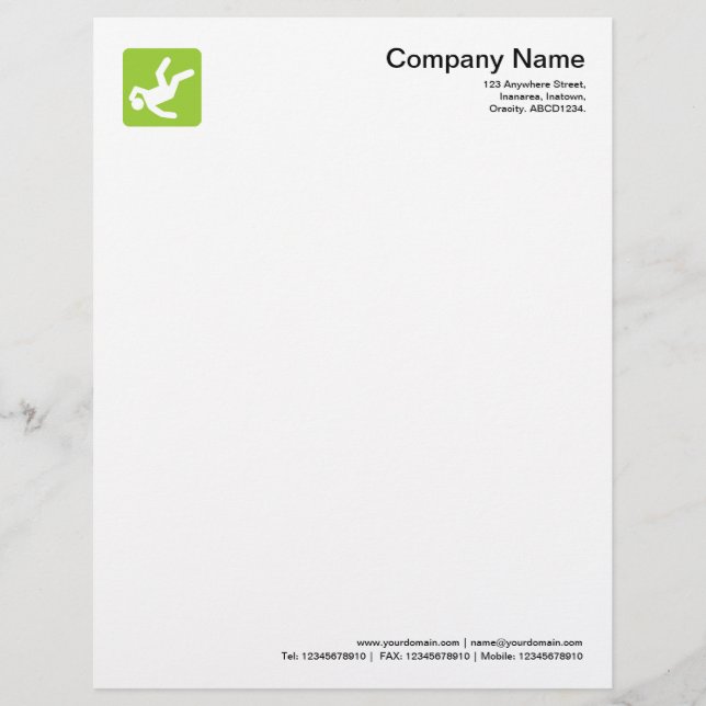 Fallen Man Symbol - Martian Green Letterhead Design (Front)