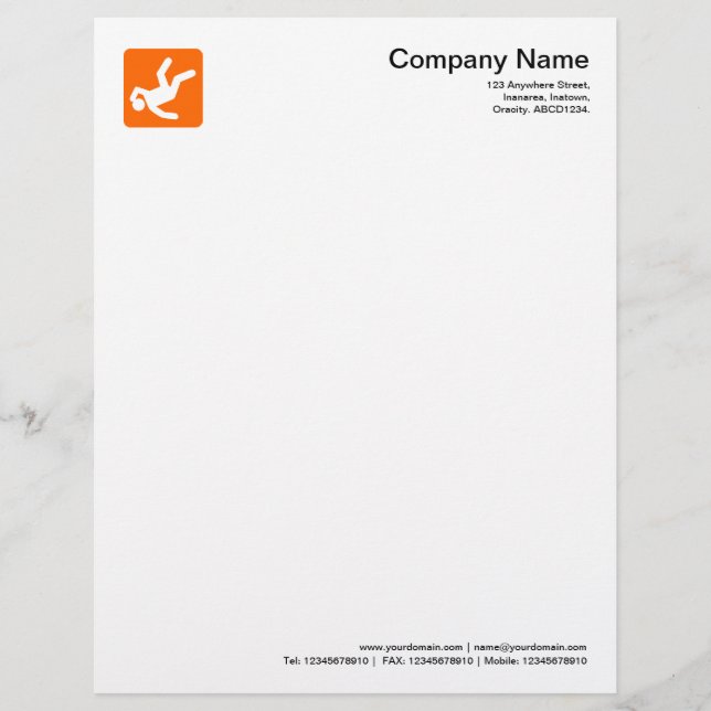 Fallen Man Symbol - Orange Custom Letterhead (Front)