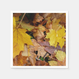 Fallen Maple Leaves Yellow Autumn Nature Napkin