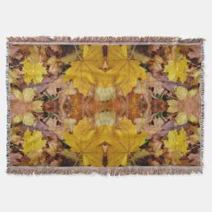 Fallen Maple Leaves Yellow Autumn Nature Throw Blanket