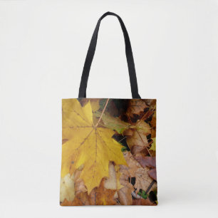 Fallen Maple Leaves Yellow Autumn Nature Tote Bag