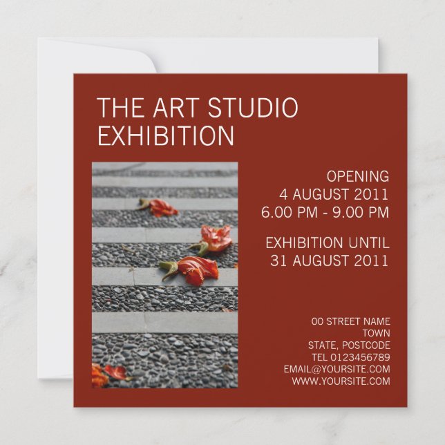 Fallen Petals carmine Invitation (Front)