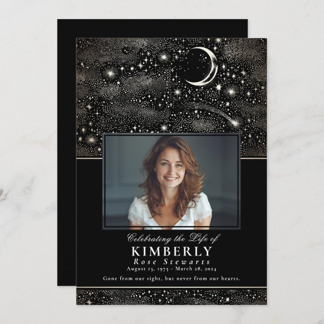 Fallen Star Celebration of Life Funeral Memorial Invitation (Front/Back)