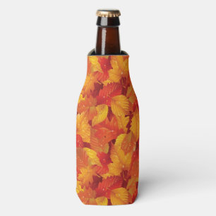 Fallen wet leaves. Autumnal background Bottle Cooler