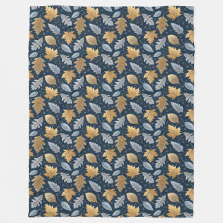 Fallen Winter Leaves dusted by Frost Fleece Blanket