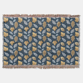 Fallen Winter Leaves dusted by Frost Throw Blanket