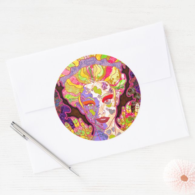Falling Angel Classic Round Sticker (Envelope)