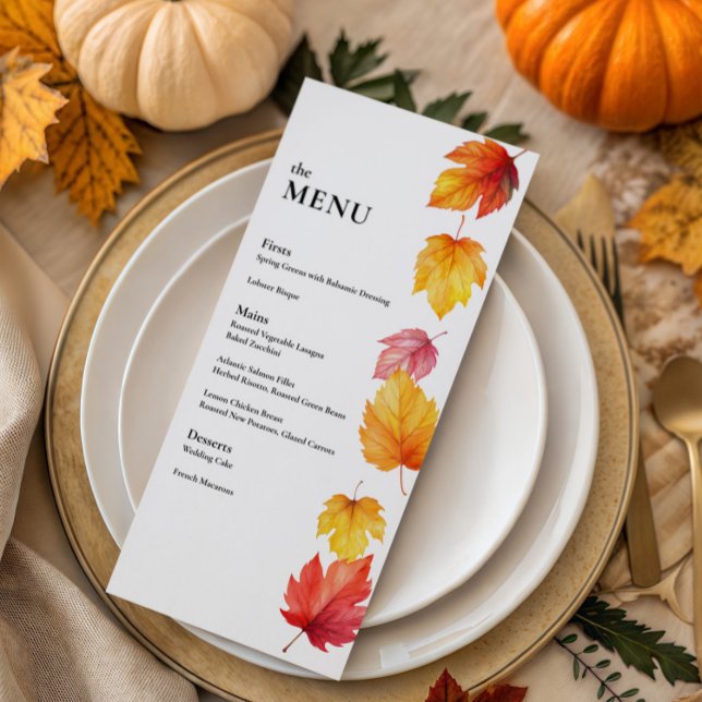 Falling Autumn Leaves Fall Wedding Dinner Menu (Creator Uploaded)