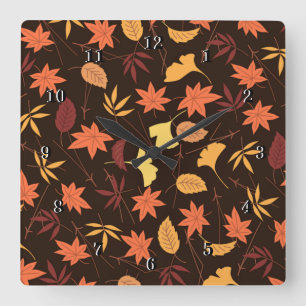 Falling Autumn Leaves - Square Wall Clock