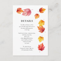 Falling Autumn Leaves Wedding Invite, Details