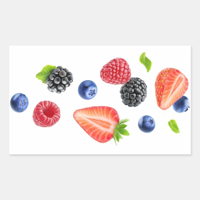 Falling berries rectangular sticker (Front)
