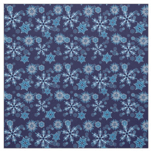 Falling Blue Snowflakes Pattern Fabric