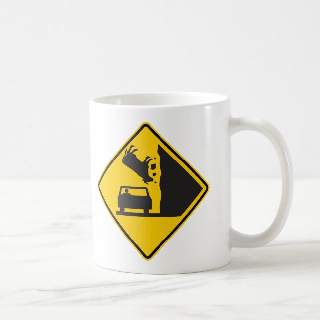 Falling Cow Zone Highway Sign Coffee Mug (Right)