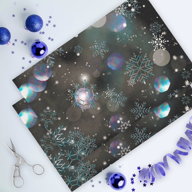Falling Crystal Snowflakes and Bokeh on Black Tissue Paper (Creator Uploaded)
