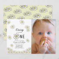 Falling Daisies White Floral Photo 1st Birthday