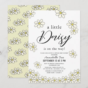Falling Daisies White Floral Virtual Baby Shower Invitation