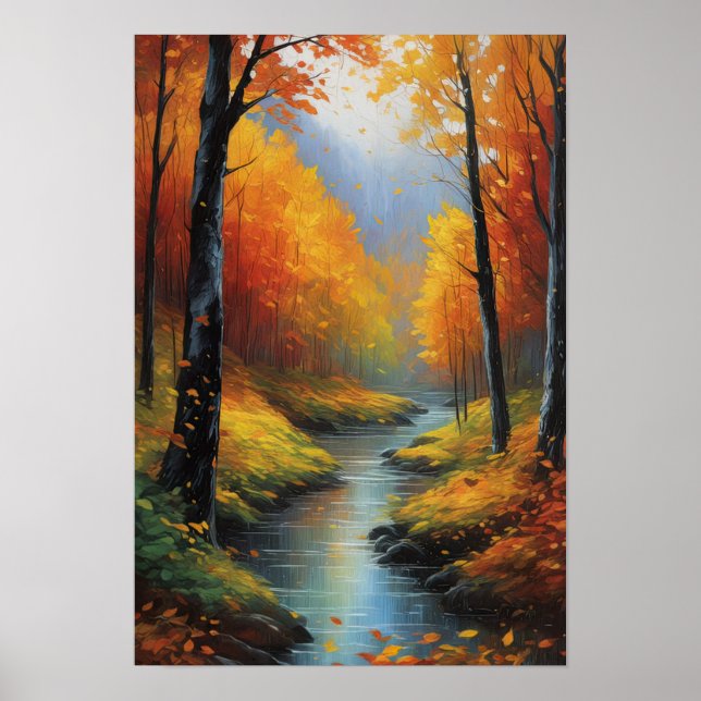 Falling Elegance, Autumn Leaves Poster (Front)